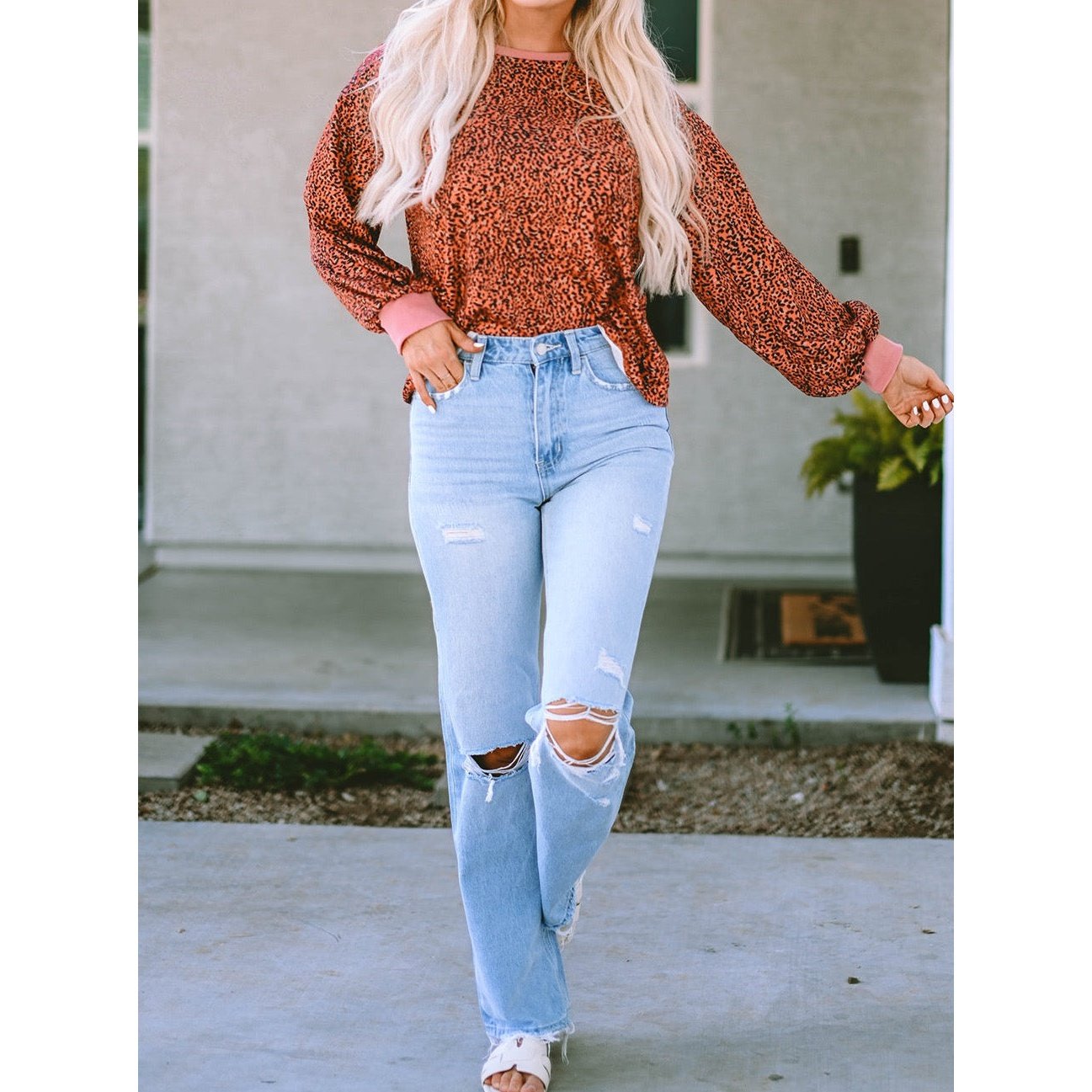 REDUCED!!! Graylynn Vintage Leopard Bubble Sleeve Pullover Sweatshirt REDUCED!!!