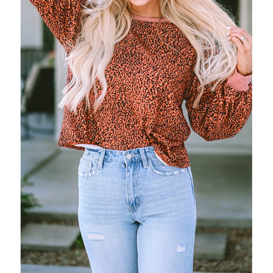 REDUCED!!! Graylynn Vintage Leopard Bubble Sleeve Pullover Sweatshirt REDUCED!!!