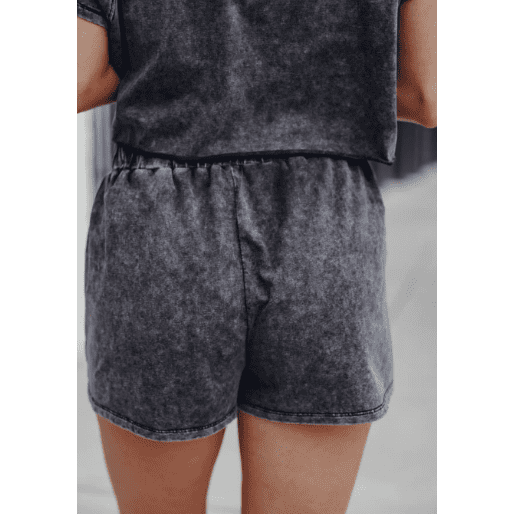 RTS Cammie Black Acid Washed Short Lounge Set