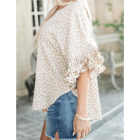 REDUCED!!! Jax Khaki Dolman Ruffled Sleeve Loose Blouse REDUCED!!!