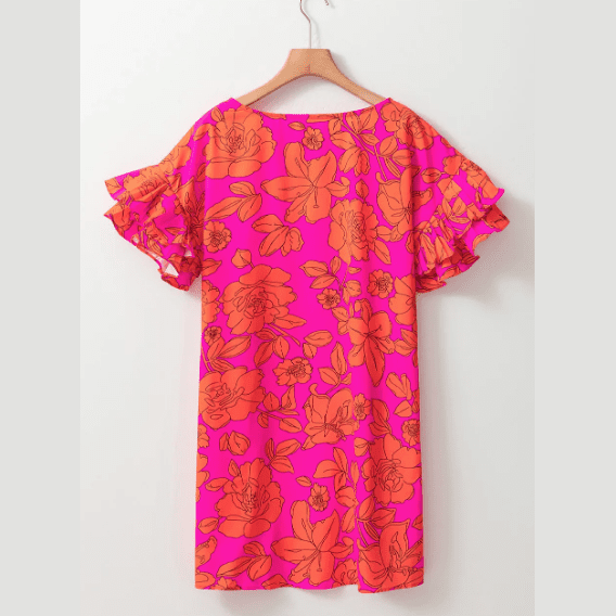 SALE!! Wrenlee Pink Voluminous Ruffled Sleeve Floral Dress SALE!!