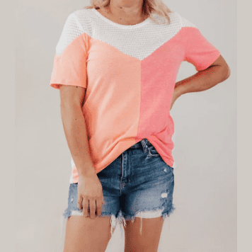 REDUCED!!! Cheri White PLUS SIZE Colorblock Waffle Knit Tee. REDUCED!!!
