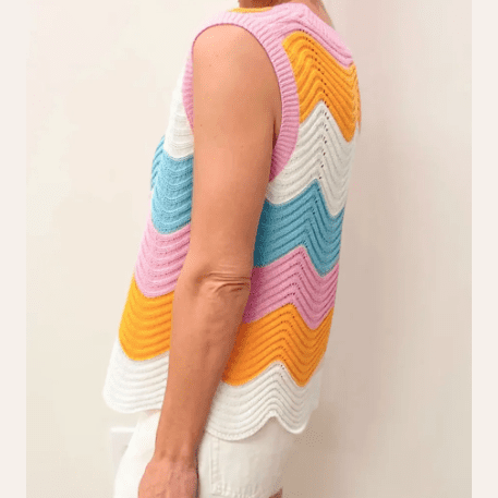 REDUCED!!! Thessy Multicolour Striped Colorblock Scalloped Hem Knitted Tank. REDUCED!!!