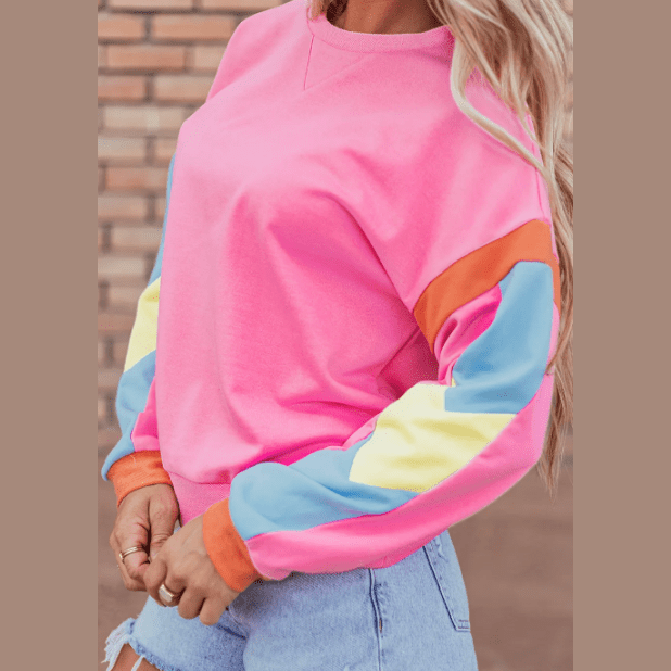 REDUCED!!! Kress Pink Candy Colorblock French Terry Top REDUCED!!!