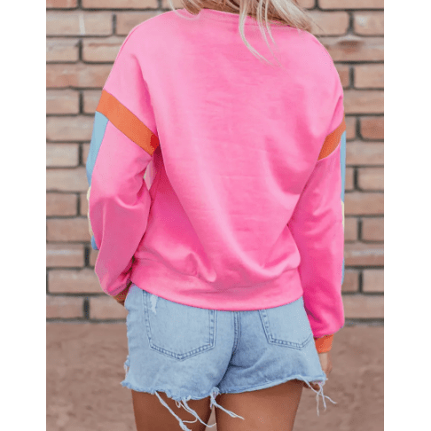 REDUCED!!! Kress Pink Candy Colorblock French Terry Top REDUCED!!!