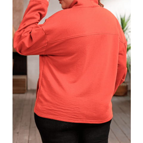 REDUCED!!!  Peydon Orange Zipper Pocketed PLUS SIZE Sweatshirt REDUCED!!!