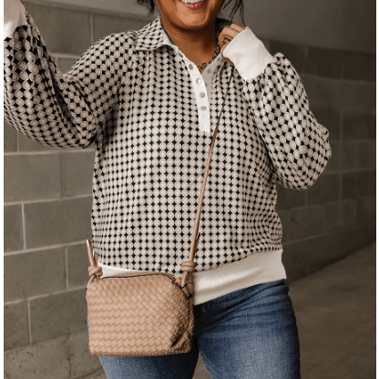 REDUCED!!!  Kella Black PLUS SIZE Two Tone Contrast Collared Pullover Sweatshirt REDUCED!!!