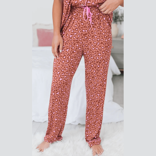REDUCED!!! Drusilla Leopard Print Short Sleeve Shirt and Pants Pajamas Set REDUCED!!!