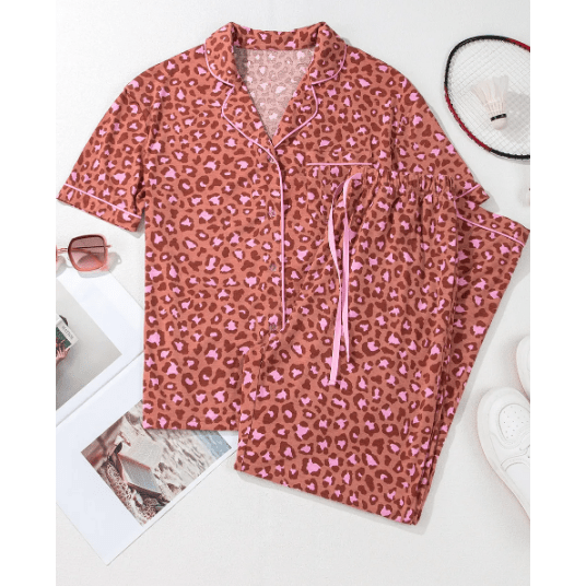 REDUCED!!! Drusilla Leopard Print Short Sleeve Shirt and Pants Pajamas Set REDUCED!!!