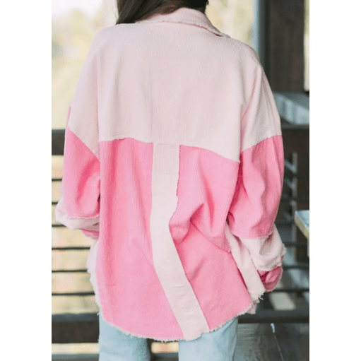 REDUCED!!! Natty Two-tone Color Exposed Seam Corduroy Shacket REDUCED!!!