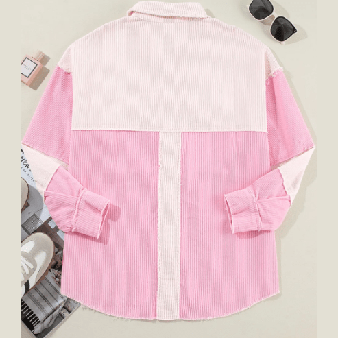 REDUCED!!! Natty Two-tone Color Exposed Seam Corduroy Shacket REDUCED!!!