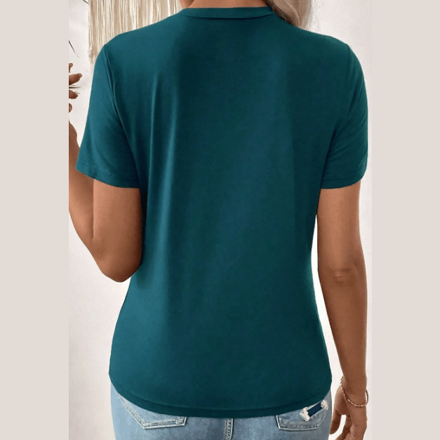 Maren Blue Sapphire Toothpick Stripe Round Neck T Shirt