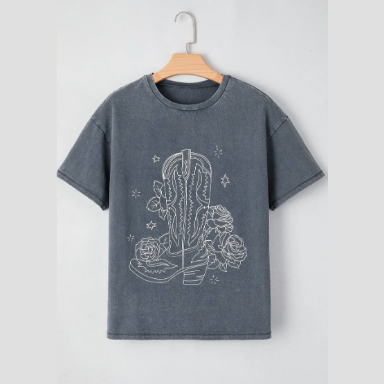 REDUCED!!! Arvesta High-Rise Western Cowboy Boots Graphic Tee REDUCED!!!