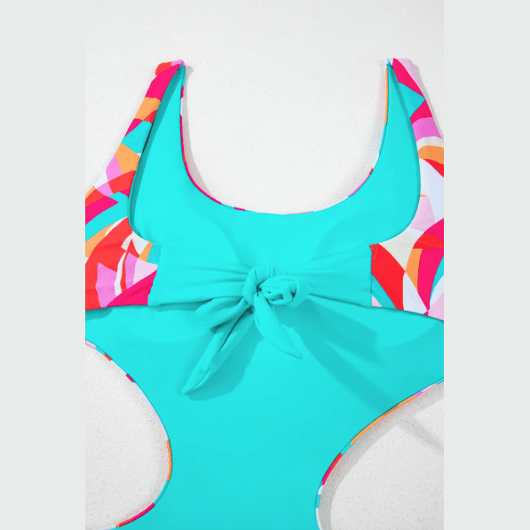 Ina Abstract Geometry Print Daring Cutout Reversible One Piece Swimsuit