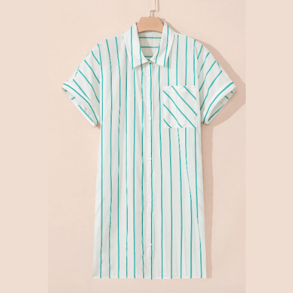 Joyce Green Stripe PLUS SIZE Short Sleeve Buttoned Shirt Dress