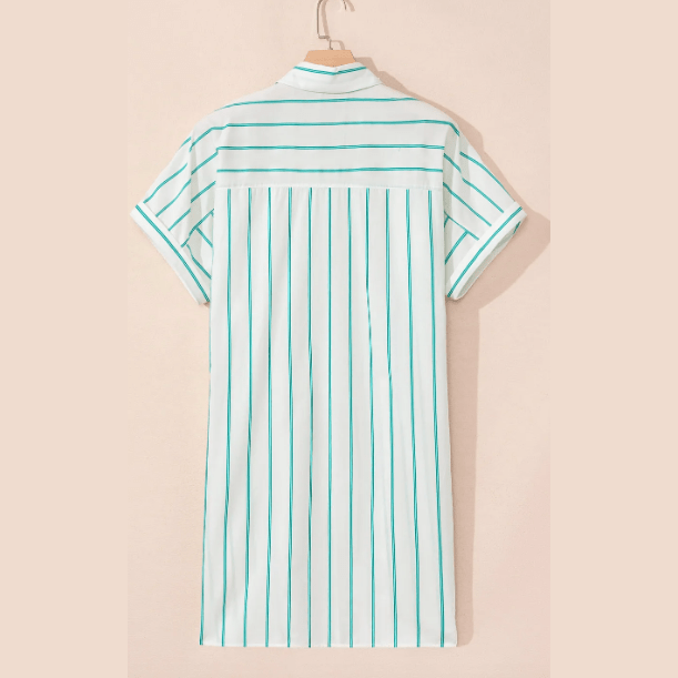 Joyce Green Stripe PLUS SIZE Short Sleeve Buttoned Shirt Dress