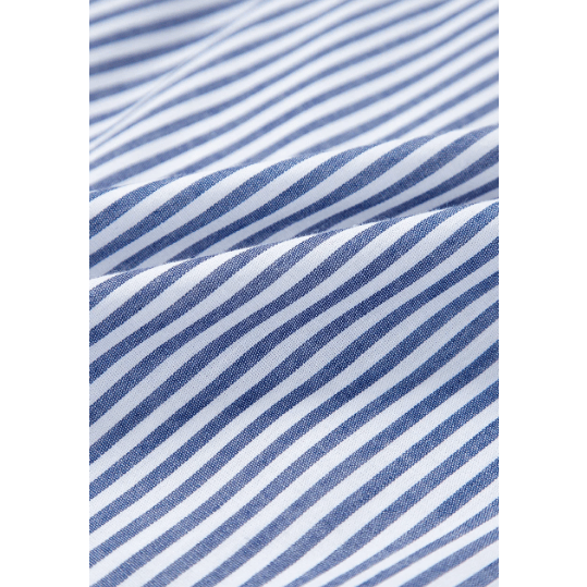Astrid Blue Stripe Sleeveless Notched V Neck Contrast Ric Rac Mini Dress