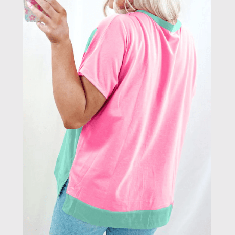 Alberta Green Two Tone Half Buttons Collared T Shirt