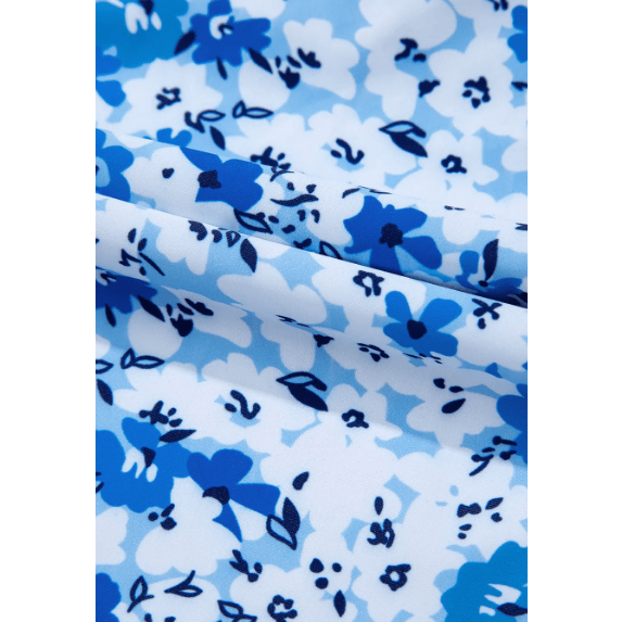 Mady Blue Floral Ruffled Strap Lace-up Hollow Out One Piece Swimsuit