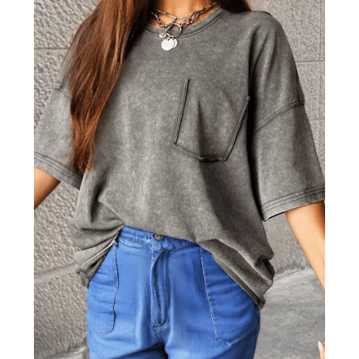 Hollie Mineral Wash Half Sleeve Boyfriend Vintage T Shirt