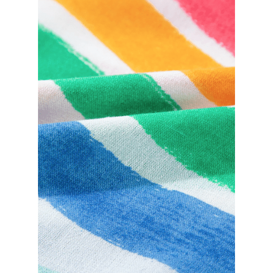 Val Rainbow Stripes Ruffled Hem Drawstring V Neck Tank Top