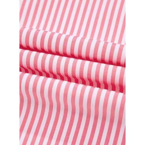 Alyssa Pink Stripe Notched Neck Frilled Short Puff Sleeve Blouse