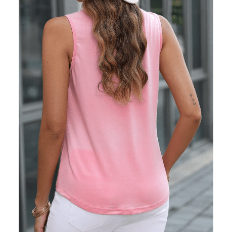 Jaynee Light Pink Pleated Round Neck Sleeveless Top