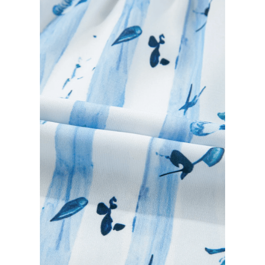 RTS Georgie Sky Blue Floral Smocked Tied Straps A-Lined Tiered Maxi Dress