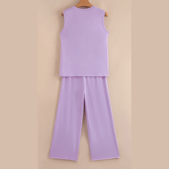 Tandy Orchid Petal Mineral Wash Casual Round Neck Tank and Straight Loose Drawstring Pants Set