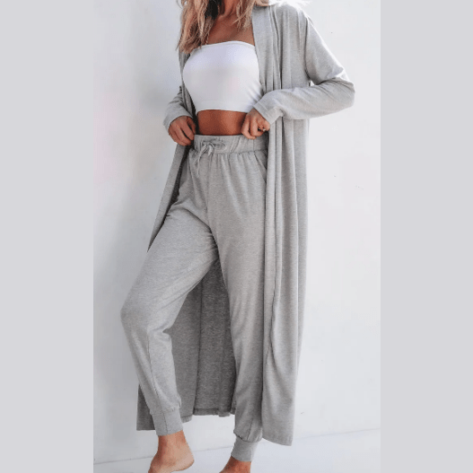 REDUCED!!! Jacklyn Light Grey Split Long Cardigan and Skinny Pants Lounge Set REDUCED!!!
