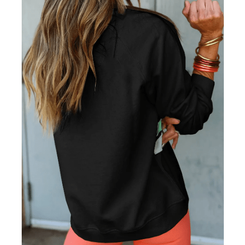 Mari Black Rainbow Colorblock Striped Pullover Sweatshirt