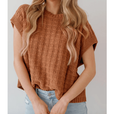 REDUCED!!! Darcy Camel Round Neck Textured Knit Sweater Vest REDUCED!!!