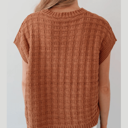 REDUCED!!! Darcy Camel Round Neck Textured Knit Sweater Vest REDUCED!!!