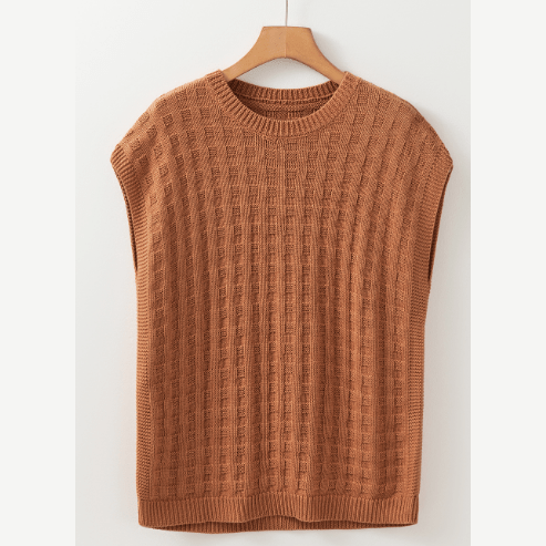 REDUCED!!! Darcy Camel Round Neck Textured Knit Sweater Vest REDUCED!!!