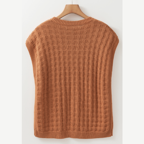 REDUCED!!! Darcy Camel Round Neck Textured Knit Sweater Vest REDUCED!!!