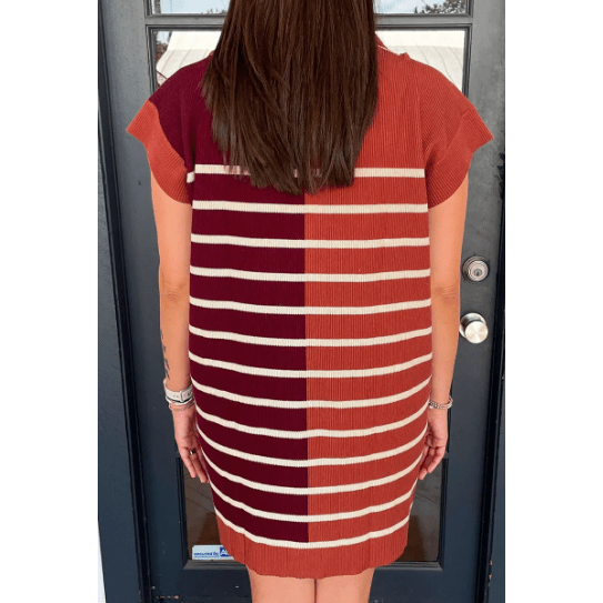 SALE!! Penny Brick Color Block Quarter Zip Collar Short Sleeve Sweater Dress SALE!!