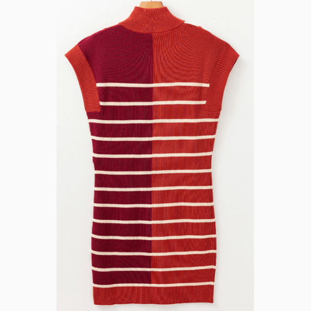 SALE!! Penny Brick Color Block Quarter Zip Collar Short Sleeve Sweater Dress SALE!!