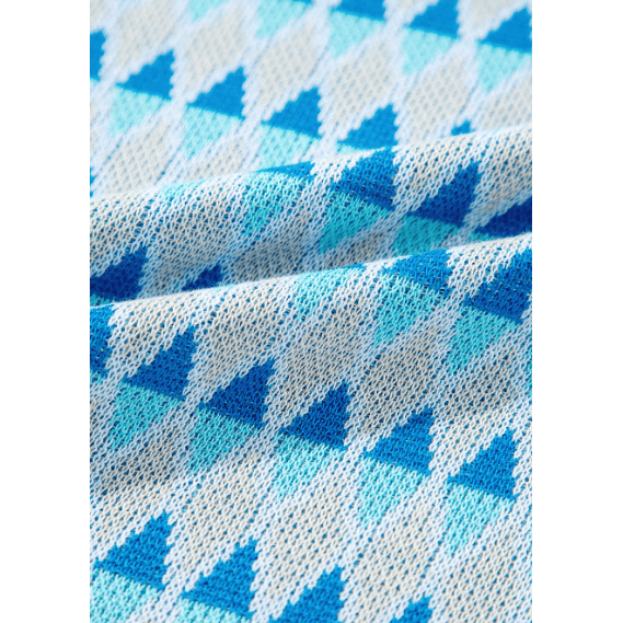Ora Sky Blue Stripe Geometric Print Round Neck Slim Fit Sweater Vest