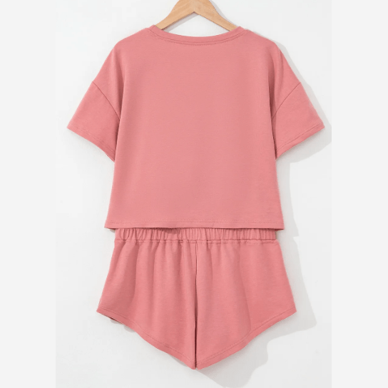 Marleem Pink Cropped Tee and Ruffle High Waist Skort Set