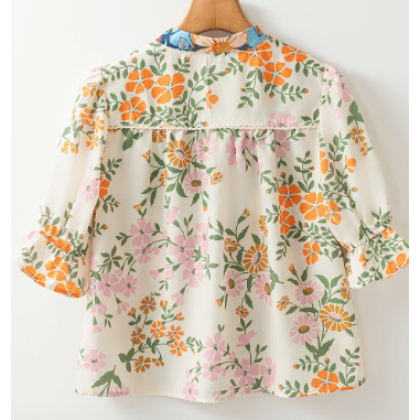 Whitley Multicolour Crochet V Neck Half Sleeve Boho Floral Blouse