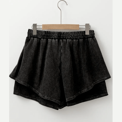 REDUCED!!! Alessia Black Mineral Wash French Terry High Waist Casual Shorts REDUCED!!!