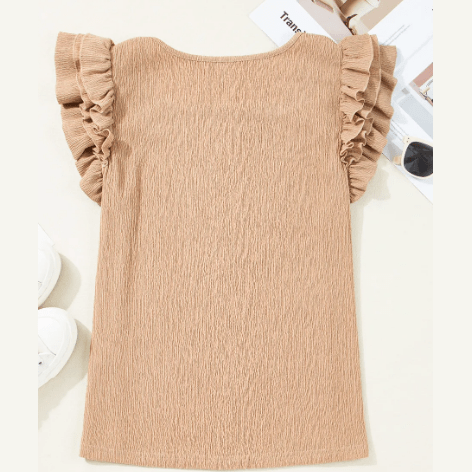 Avette Ruffled Tiered Sleeve Square Neck Textured Top