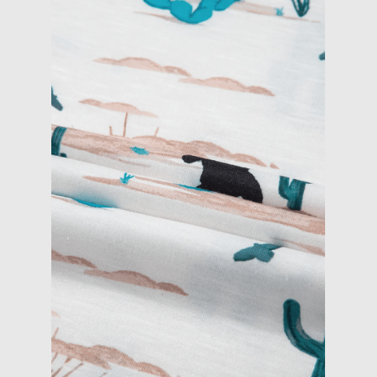 Western Cactus Print Crew Neck Short Sleeve Top