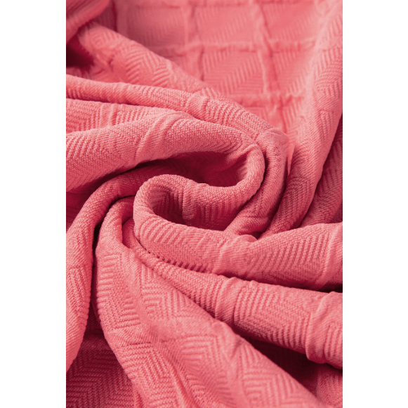 Sommer Coral Checkered Textured Tee and Drawstring Shorts