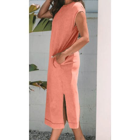 Alexa Carrot Mineral Wash Pocketed T-shirt Long Dress