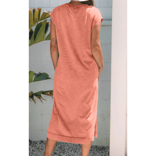 Alexa Carrot Mineral Wash Pocketed T-shirt Long Dress