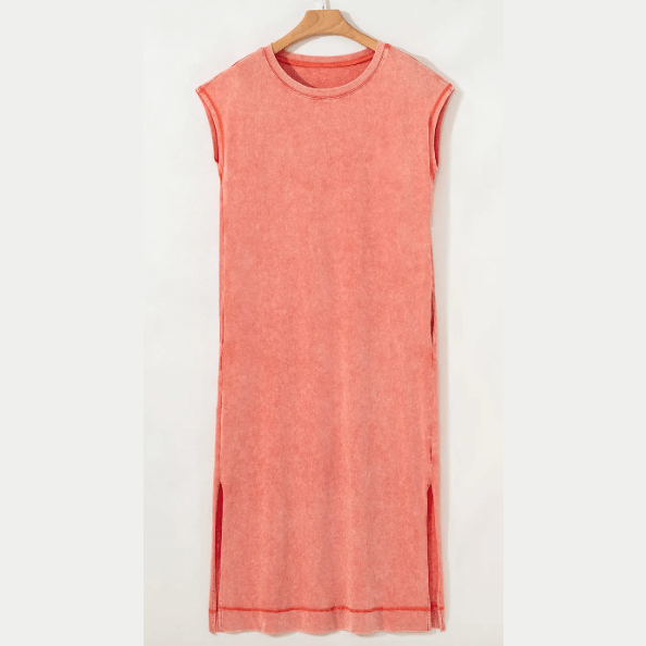 Alexa Carrot Mineral Wash Pocketed T-shirt Long Dress