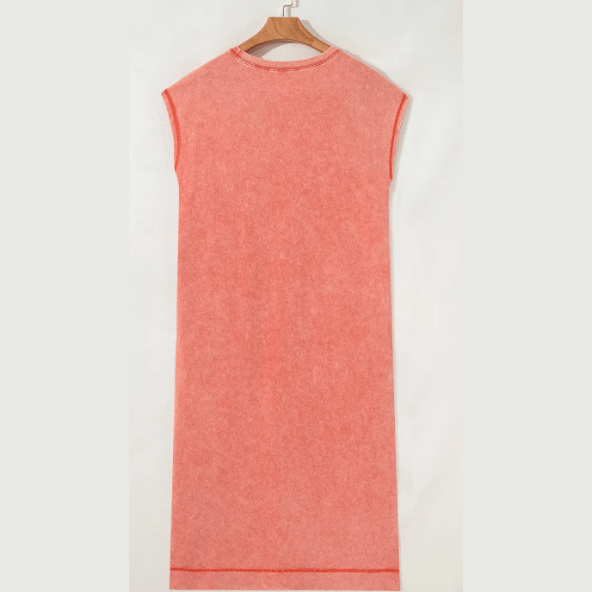 Alexa Carrot Mineral Wash Pocketed T-shirt Long Dress