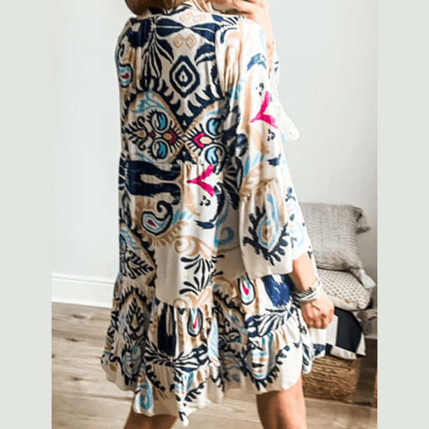 REDUCED!!! Ornette Tribal Print Bracelet Sleeve Buttoned Mini Dress REDUCED!!!