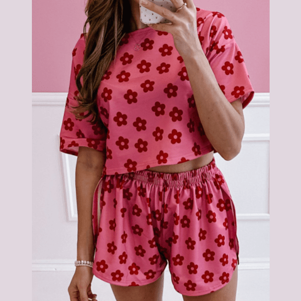 REDUCED!!! Leila Floral Print Crop Tee and Shorts Lounge Set REDUCED!!!